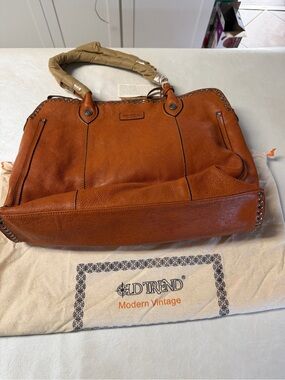 Old Trend Tan Leather Studded Tote